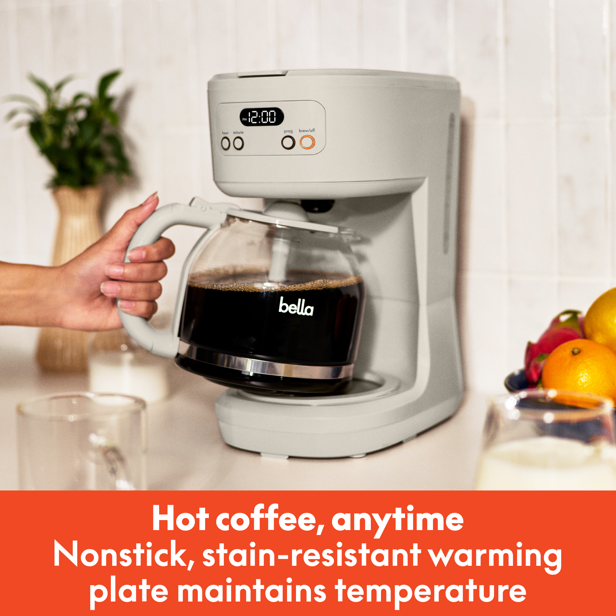 bella 12-Cup Programmable Drip Coffee Maker, Oatmilk photo 3