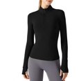 thumbnail image 1 of Chaqueta de entrenamiento con media cremallera y tops de yoga de forro polar cálido para mujer, 1 of 4