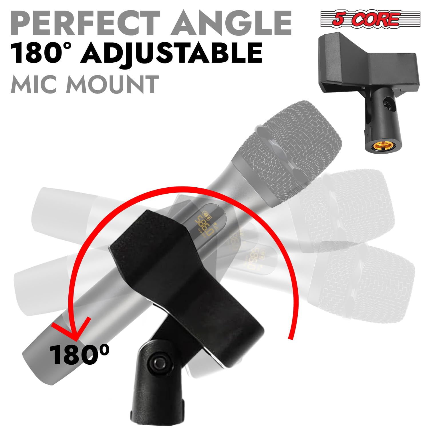 5 Core Mic Stand Pair Adjustable 67" Microphone Stands Floor Standing Design 3 Tier w Detachable Boom Mic Arm Round Base Includes Microfono Clips - MS RBL 3T 2PCS