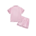 thumbnail image 2 of SILVERCELL 13-16Y Unisex Big Girls Boys 2Pcs Satin Silk Pajamas Set Cute Print Short Sleeve Sleepwear Button-Down PJs Sets Nightwear Loungewear Gifts For Teens Youngster, 2 of 4