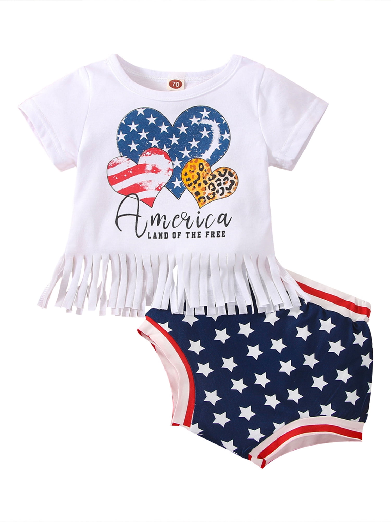 YOUNGER STAR Newborn Infanty Baby 2pcs Summer Outfits Cotton Romper US Flag Shorts My First 4th of July Independence Day
