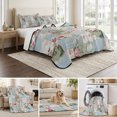 thumbnail image 6 of Twin XL Quilt Set 68''x98'', Green Blue Pink Botanical Lightweight Summer Bedspread Coverlet Set with 2 Pillow Shams, Spring Floral Vintage Breathable All Season Quilt Bedding for Dorm/Guest Room, 6 of 9