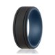 thumbnail image 1 of Anillo de bodas de silicona - Colección Duo 2 líneas finas - Azul-Negro de ROQ para hombre - Anillo de 16 mm, 1 of 2