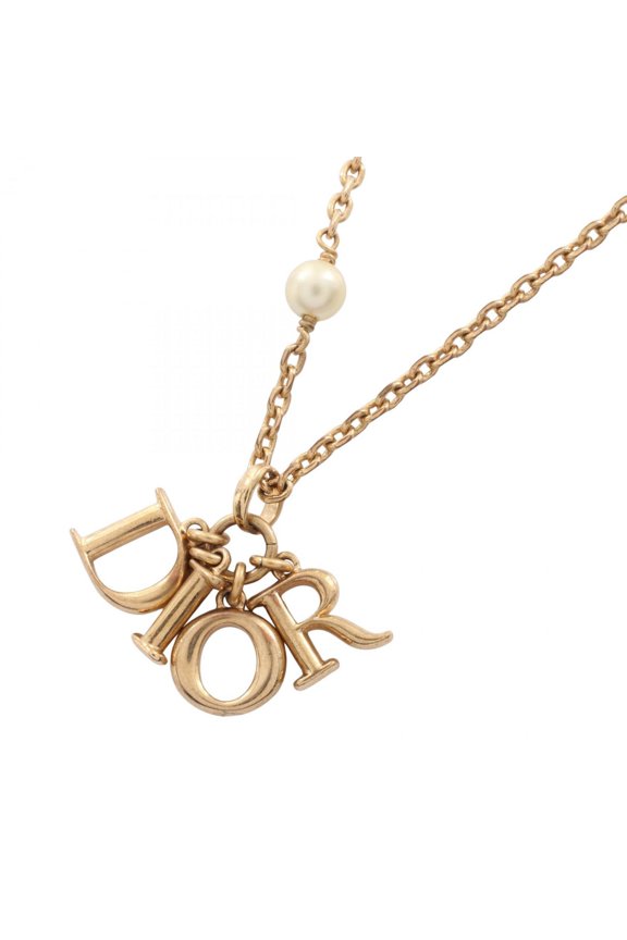 Pre-Owned Christian Dior Dior EVOLUTION Necklace, Gold-Plated with Faux Pearls, Women's, Gold...