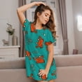 thumbnail image 3 of Fotbe Colorful Crab Bata de Dormir para Mujer con Estampado, Camisón de Algodón de Manga Corta, Ropa de Dormir Casual, 3 of 6