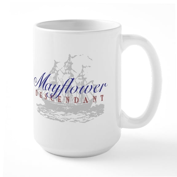 CafePress - Mayflower Descendant Large Mug - 15 oz Ceramic Large White Novelty Mug