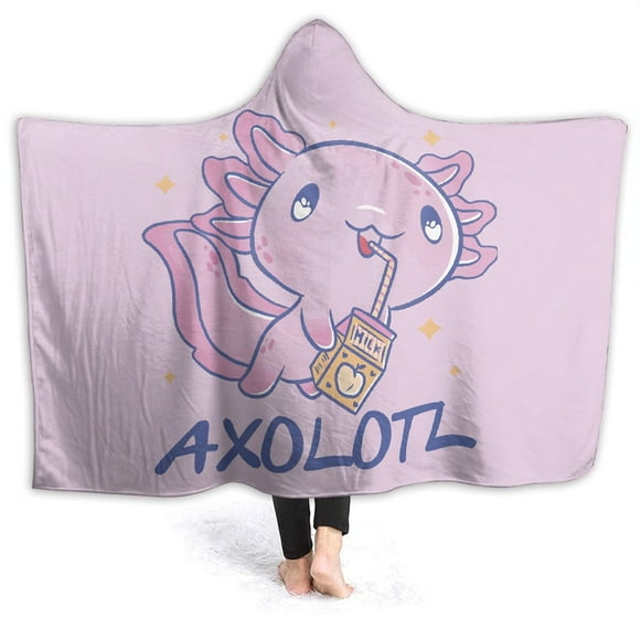 ARTIEMASTER Axolotl Hooded Blanket Soft and Lightweight Flannel Throw Suitable for Use in Bed, Living Room and Travel 80"x60" for Audlt