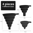 thumbnail image 2 of Silicone Foldable Funnel Set, 4 Pieces, 3 Different Sizes, 1 S, 2 M, 1 L, Kitchen Small Tool Food Grade Foldable Funnel (Black), 2 of 6