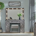 thumbnail image 2 of T4TREAM Farmhouse Makeup Vanity Table Set with Light Mirror, 3 Drawers Makeup Vanity with Storage and Adjustable Lighting Colors for Bedroom, Gray, 2 of 9