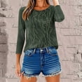 thumbnail image 6 of Yuanlook Women's 3/4 Length Sleeve Tops Crew Neck Dressy Casual Blouses T Shirts Fall Clothes - Army Green - L, 6 of 9