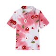 thumbnail image 2 of Hearthz Boys School Uniform Polo Shirts Cherry Floral Printed Short Sleeve Preppy Shirts for Girls Lapel Collar Trendy Clothes for Teen Girls School Uniform 3-4Y, 2 of 4