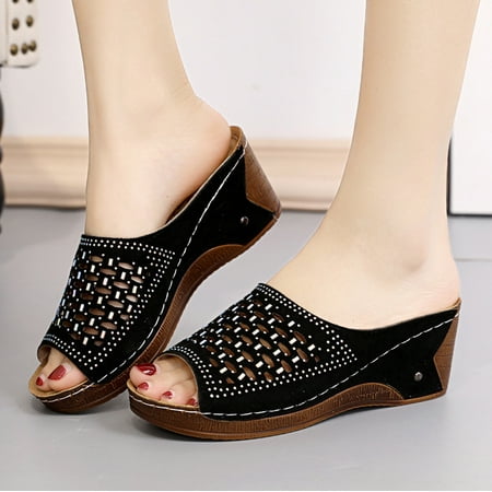 

ytjx women s ladies casual hollow out slippers platforms wedges slides shoes