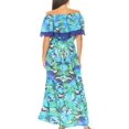 thumbnail image 2 of Sakkas Tara Women's Long Maxi Boho Off Shoulder Summer Casual Dress Floral Print - NB258-Blue - One Size Regular, 2 of 5