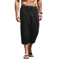 thumbnail image 6 of COOFANDY Men's Linen Capris Pants Below Knee Regular Fit 3/4 Pants Casual Drawstring Lightweight Beach Yoga Pants with Pockets, 6 of 9