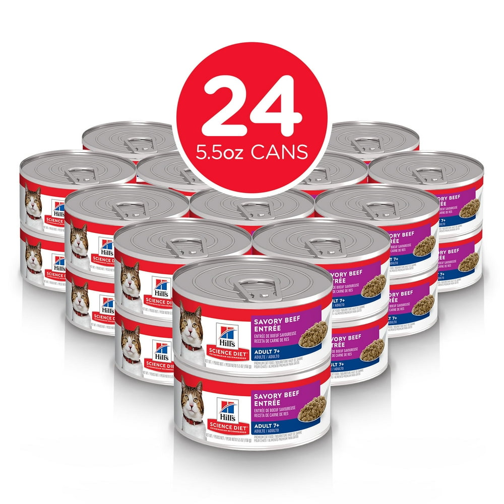 Hill's Science Diet Senior 7+ Canned Cat Food, Savory Beef EntrÃ©e, 5.5