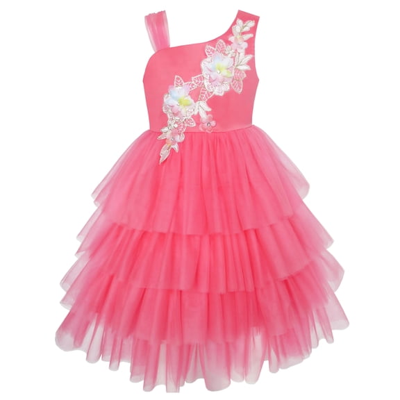 Girls Dress Watermelon Tiered Skirt Flower Dance Ball Princess 7