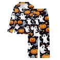 thumbnail image 5 of Halloween Pajamas Women Ladies Halloween Sleepwear Long Sleeve Button Top with Pants Cozy Breathable Loungewear Pajama Sets for Women Black XXL, 5 of 5