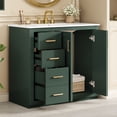 thumbnail image 3 of Harper & Bright Designs 36" Green Bathroom Vanity with Sink, Bathroom Storage Cabinet with Drawers, Single Sink Bathroom Vanity with Soft Closing Doors, 3 of 16