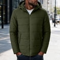 thumbnail image 4 of Men's Hooded Puffer Jacket Full Zip Padded Coat,Warm Windbreaker Fall Winter Outerwear Relaxed Comfy Daily Outing Wear,Green,XXL, 4 of 9