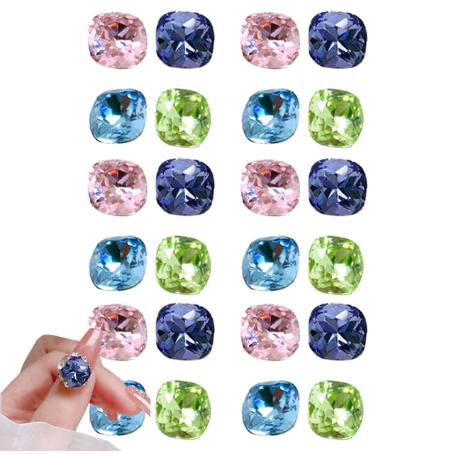 24 diamantes de imitación para decoración de uñas, cristales 3D para decoración de uñas.