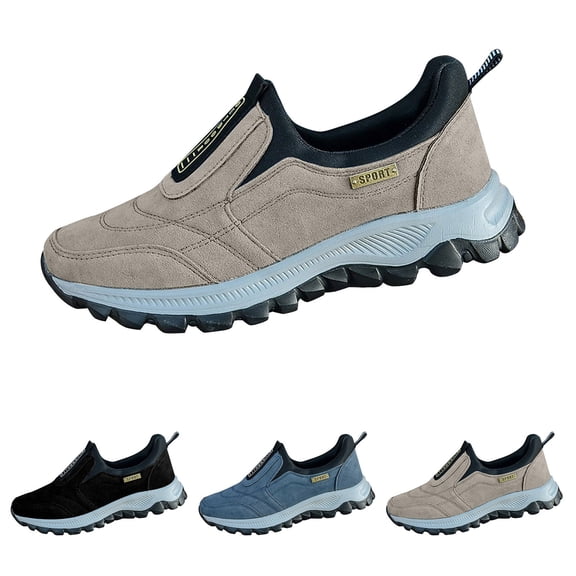 AUDeals Men's Orthopedic Shoes, Lightweight Work Sneakers with Arch Support for Hiking and Walking (Khaki, 9)