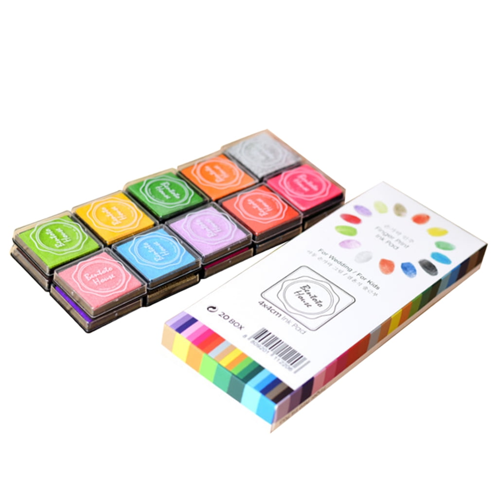 Dualoai 20 Color Fingerprint Ink Pad Kids Playing Kit Inkpad