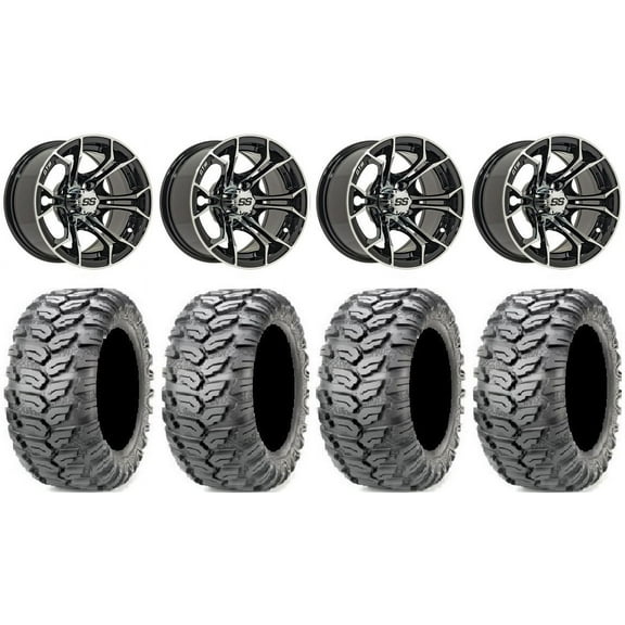 GTW Spyder 12" Golf Cart Wheels Machined 23" Ceros Tires E-Z-GO & Club Car