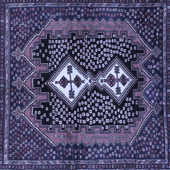 Ahgly Company Indoor Square Persian Blue Traditional Area Rugs, 7' Square