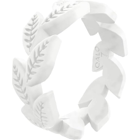 QALO Women's Pearl Vine Silicone Ring – Durable Wedding Bands with Flexible Comfortable Fit – Skin-Friendly and Lightweight Design – Size 04