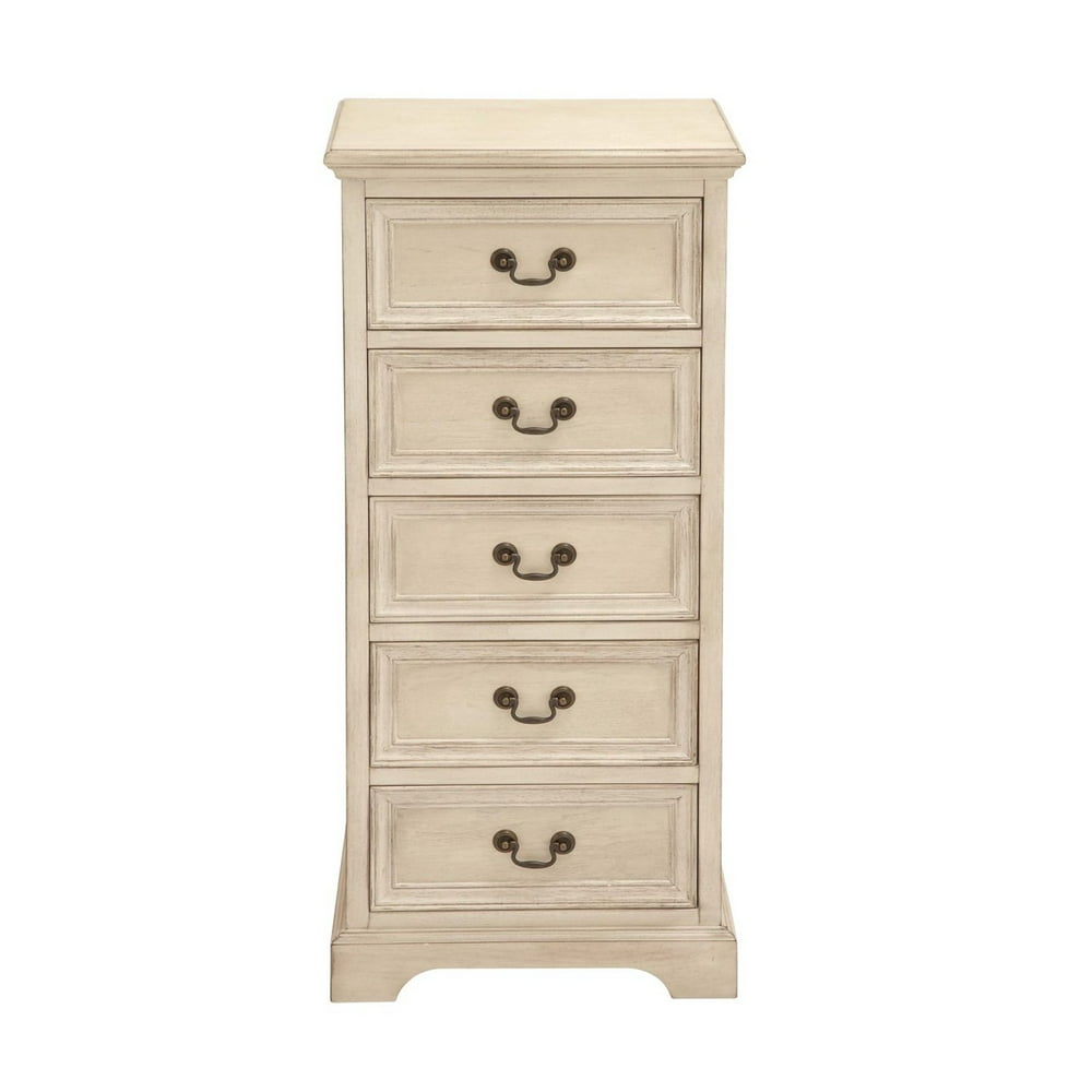 Wooden 5 Drawer Lingerie Chest Antique White