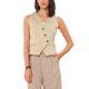 thumbnail image 1 of INSPIRAR CHIC Vestido de Oficina para Mujeres con Cuello en V, Botones, Sin Mangas, Chaleco Corto M Caqui, 1 of 6