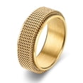 thumbnail image 3 of Fashionable Men's Stainless Steel Rotating Ring - 8mm Silver Chain Braided Mesh Design, Trendy Men's Ring Jewelry,Black-Size 7, 3 of 10