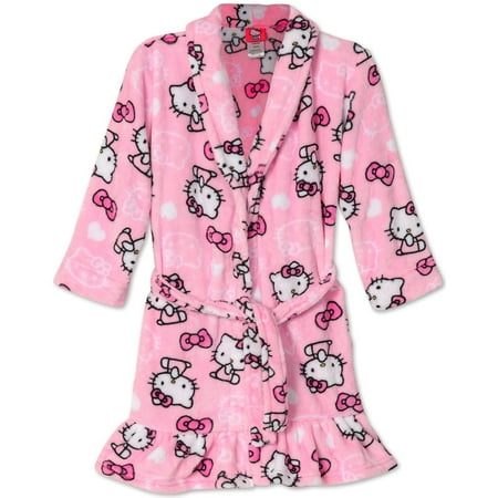 Hello Kitty Nightgown - Hello Kitty Big Girls Pretty Kitty Pink Plush Fleece Robe Bathrobe