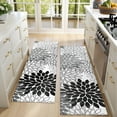 thumbnail image 4 of Kitchen Rugs Sets Of 2,Black Floral and Petal Pattern Anti Fatigue Kitchen Mat Rugs Non Slip Washable,Decorative Kitchen Floor Mats for Kitchen,Sink,Laundry,17"X47", 4 of 5