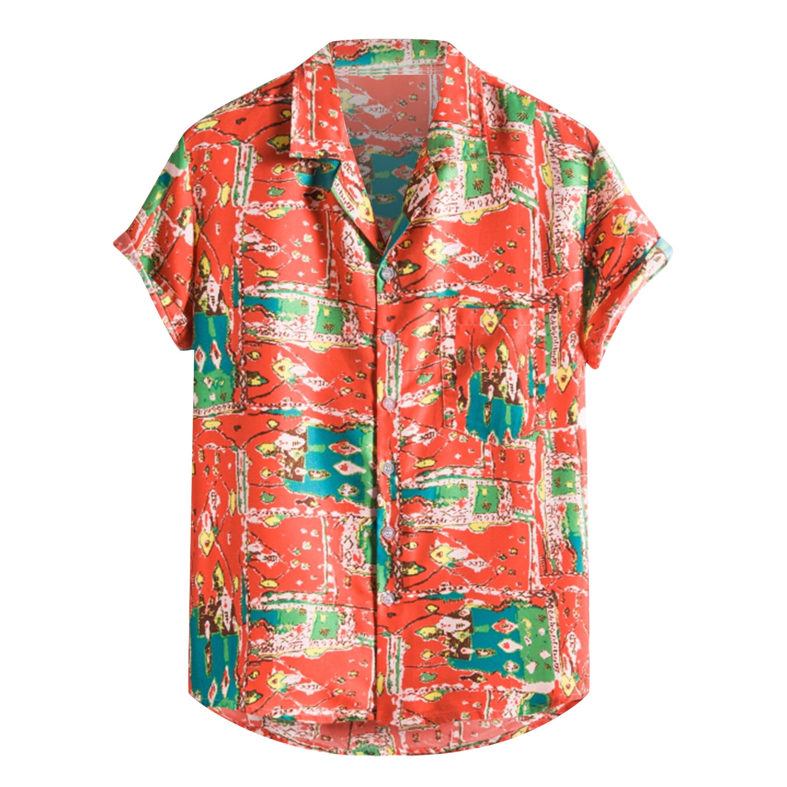 Plus Size Men's Hawaiian Shirts For Beach, Gradient Printed Short Sleeve  Aloha Shirts, Oversized Casual Loose Tops For Summer