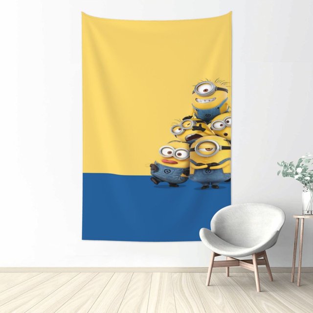 Tapiz de Minions, tapiz grande para colgar en la pared, para sala de estar, dormitorio, póster, fondo de decoración del hogar para niños, niñas y adultos, 228 x 152 cm