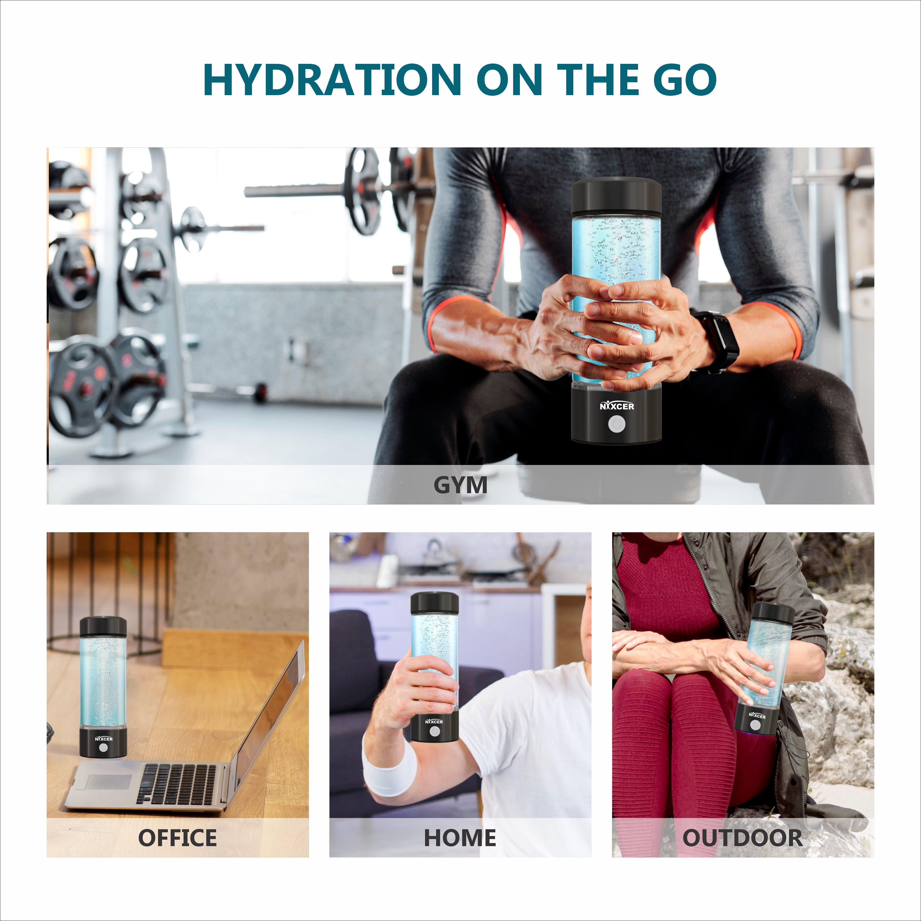 Hydrogen Water Bottle Generator - 3 Min SPE PEM Tech, 2025 Model, 420ML Portable Hydro Water Bottle Machine for Travel, Wellness & Recovery, Ideal for Kids, Men & Women - Black