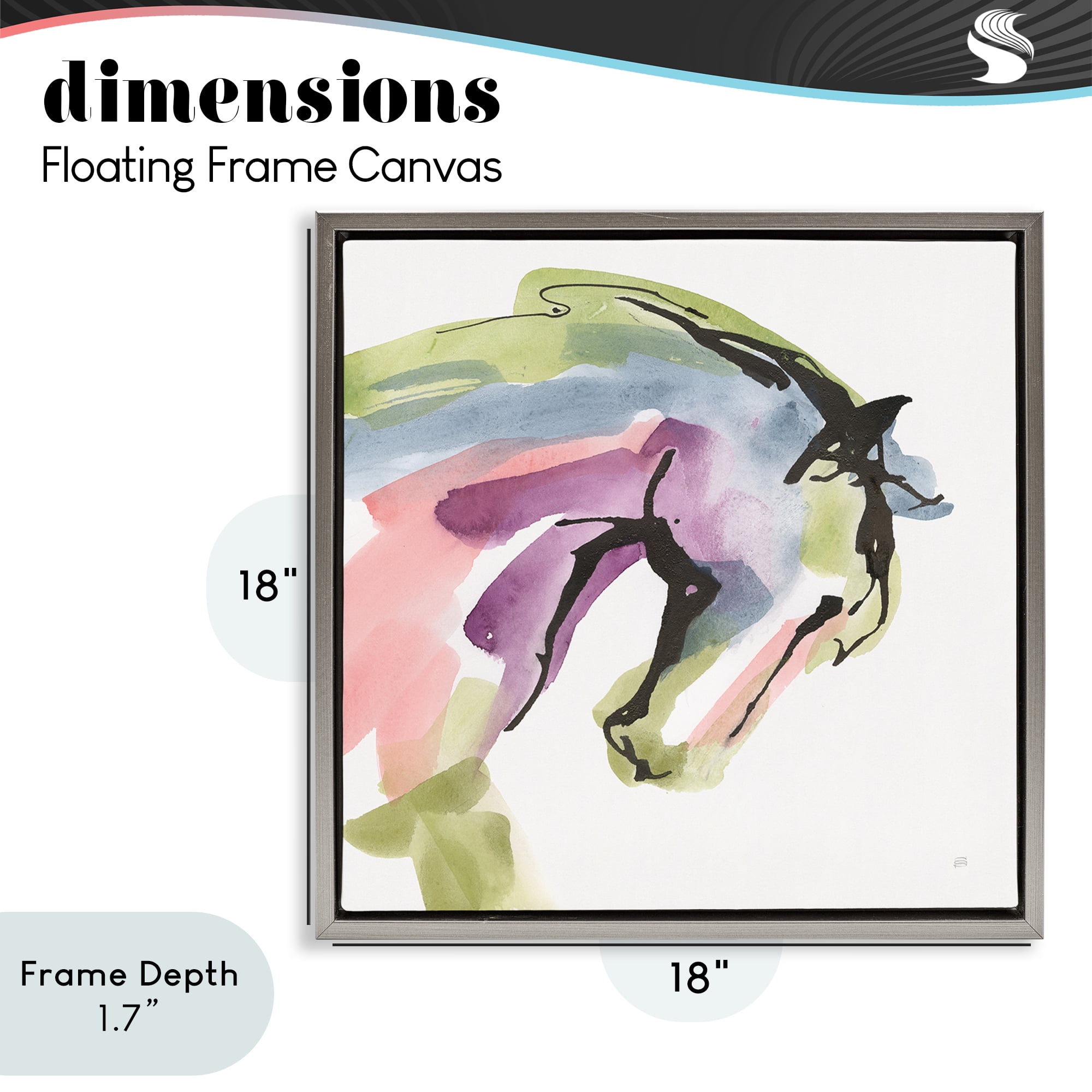 Stupell Industries Brushstroke Horse in Motion Gray Framed Floater Canvas Wall Art, design by Chris Paschke