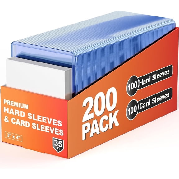 200 Card Sleeves Hard Plastic, 3"X4" Baseball Cards Protectors Plastic, Premium Card Holder for Trading Sports Baseball Football Game Cards (100 Hard Sleeve   100 Soft Sleeve)