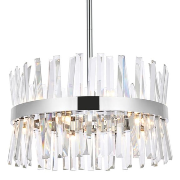 Serephina 20 inch crystal round pendant light in chrome
