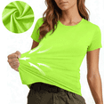 thumbnail image 3 of Hrsba Workout Tops for Women Solid Color Stretch Crew Neck Short Sleeve Active Tops, 3 of 7