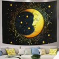 thumbnail image 1 of Tapiz psicodélico popular azul negro media luna estrella colgante de pared mitología egipcia retro bohemio mandala tapiz dormitorio sala de estar dormitorio artista decoración del hogar, 95 x 73 brillar Electrónica, 1 of 5