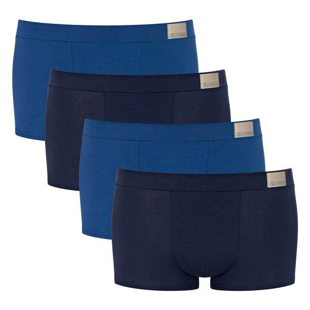 Sloggi calzoncillos bóxer para hombre, pack de 4 - GO Natural Hipster C4P, calzoncillos bóxer, algodón elástico Azul L (Large)