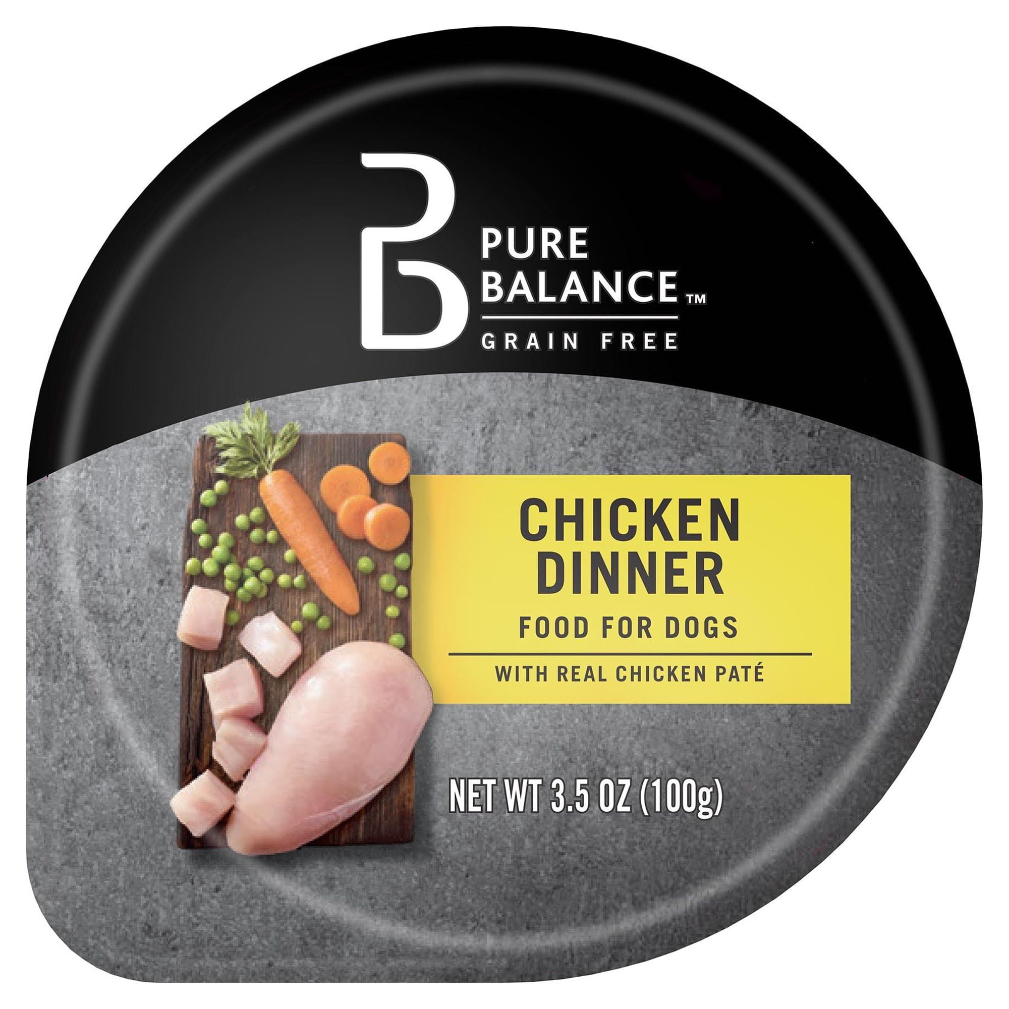(12 pack) Pure Balance Chicken Dinner Pate Wet Dog Food, Grain Free, 3.5 oz Cup