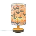 thumbnail image 2 of Bedside Desk Lamp LED Bulb Night Light USB Power Fabric Lampshade Table Lamps Anchors Boats Dots, 2 of 7