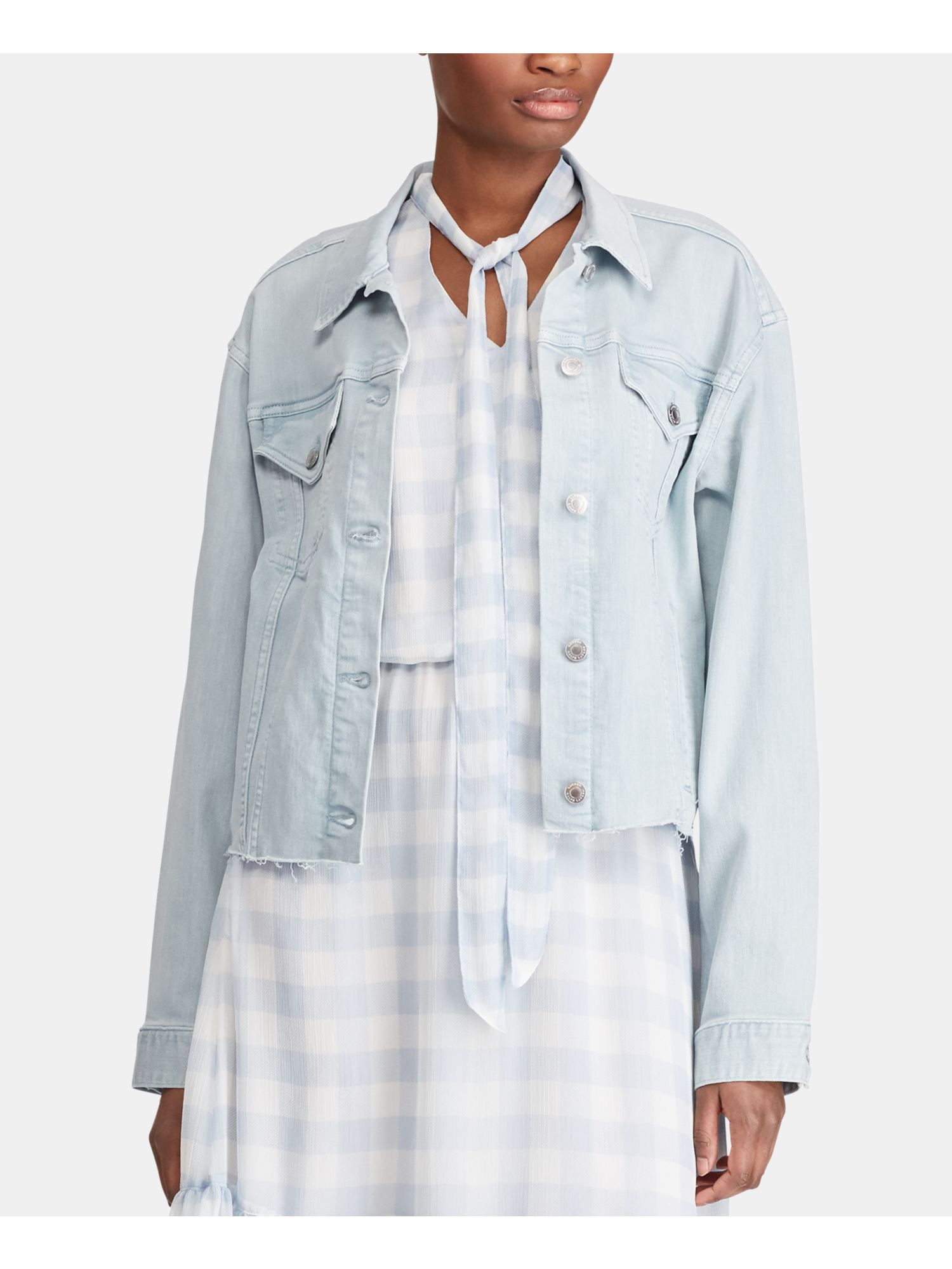 RALPH LAUREN Womens Light Blue Cropped 