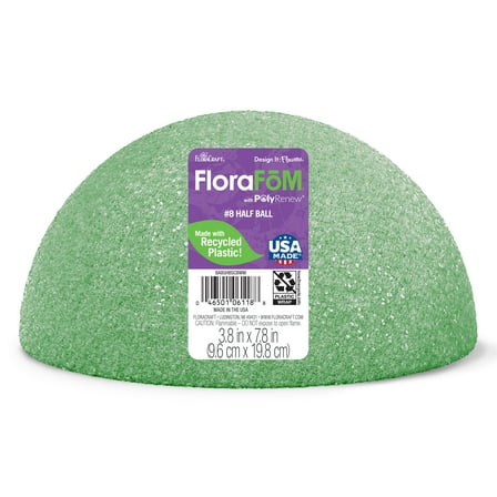 FloraCraft FloraFōM Half Ball, 3.8 in x 7.8 in, Green, 1 Piece – Floral Arranging Supply