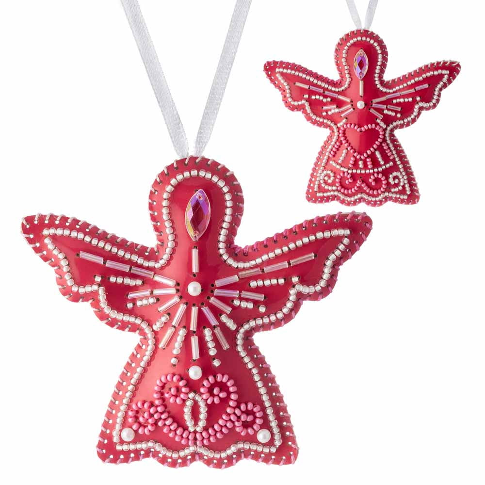 Bead embroidery kit on artificial leather Angel Christmas Ornament FLBB-132