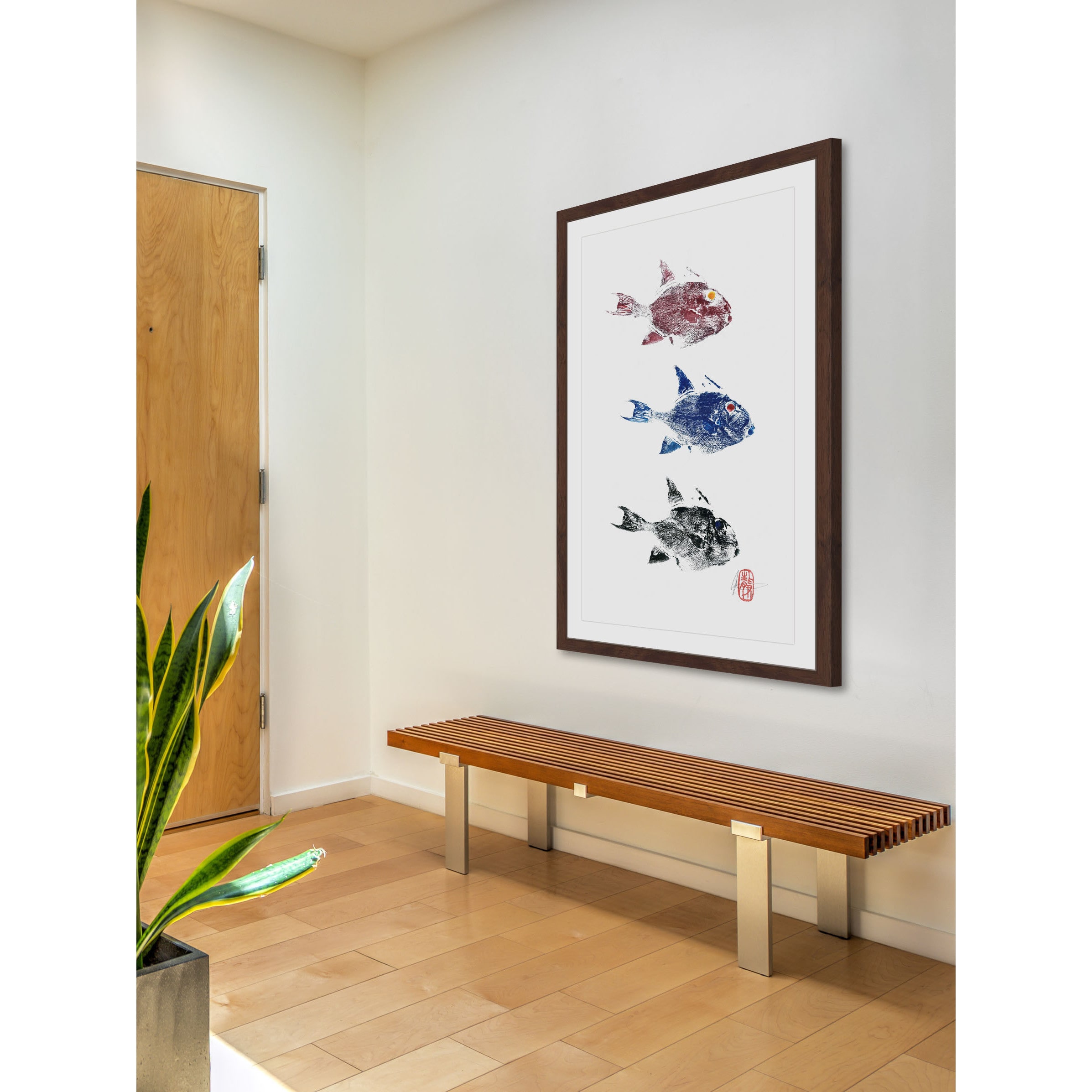 "3 Trigger Fish" Framed Painting Print