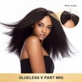thumbnail image 2 of Black V Part Wig Kinky Straight Wig Upgrade U Part Synthetic Wigs for Black Women Full  Clip In Hair Glueless Blend Human Hair Replacement Synthetic Wigs  Scalp (Jet Black, 20 Inch), 2 of 6